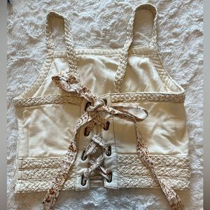 COPY - Pilcro white denim tie up top Anthropology